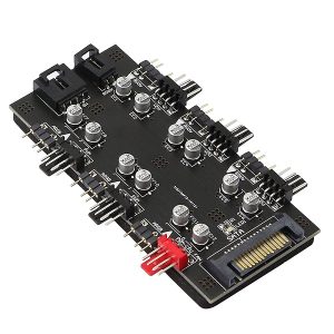 CONTROLADOR, 12 V, 4 PINES, PWM Y 5 V, 3 PINES, ARGB CON SATA DE 15 PINES, 2 EN 1, 6 VÍAS